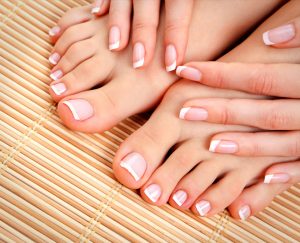 French Manicure and Pedicure